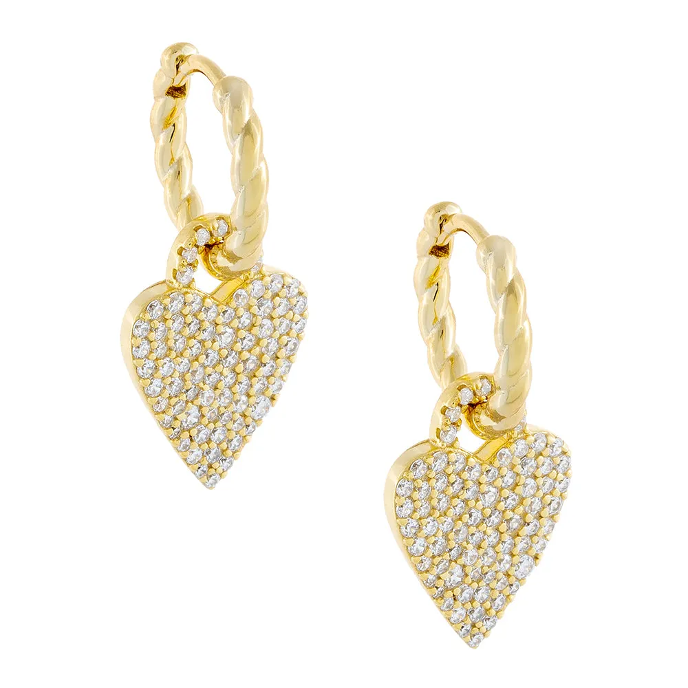 Pavé Heart Rope Huggie Earring