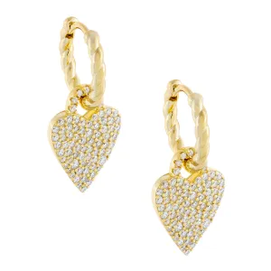 Pavé Heart Rope Huggie Earring