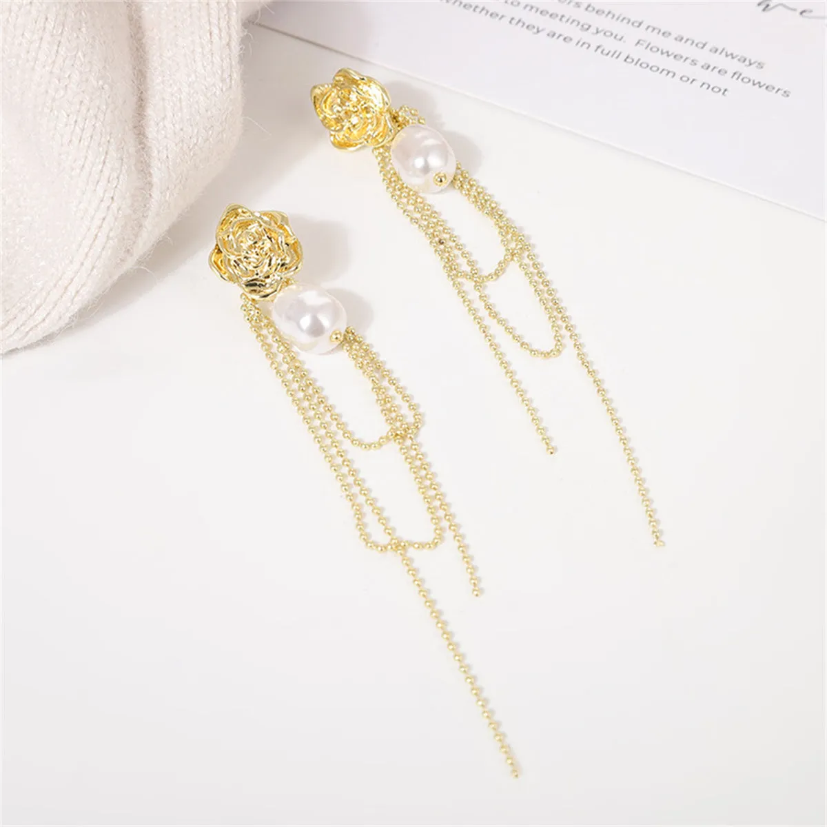 Pearl & 18K Gold-Plated Floral Tassel Drop Earrings