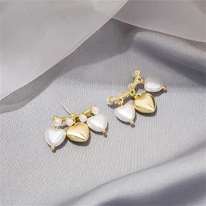 Pearl & 18K Gold-Plated Heart Tassel Dangle Earrings