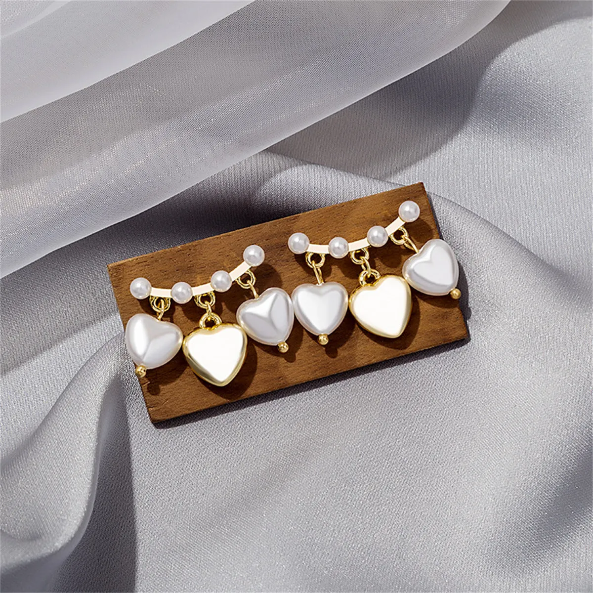 Pearl & 18K Gold-Plated Heart Tassel Dangle Earrings