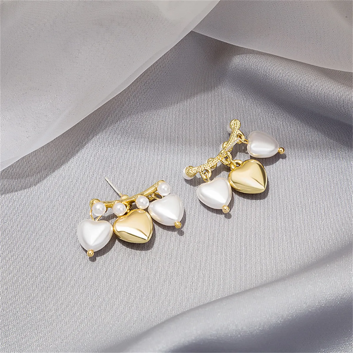 Pearl & 18K Gold-Plated Heart Tassel Dangle Earrings
