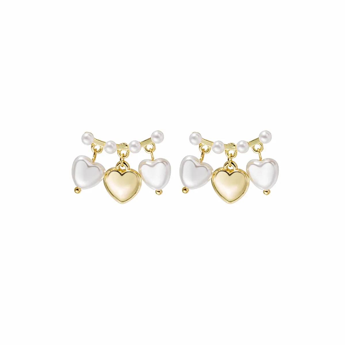 Pearl & 18K Gold-Plated Heart Tassel Dangle Earrings