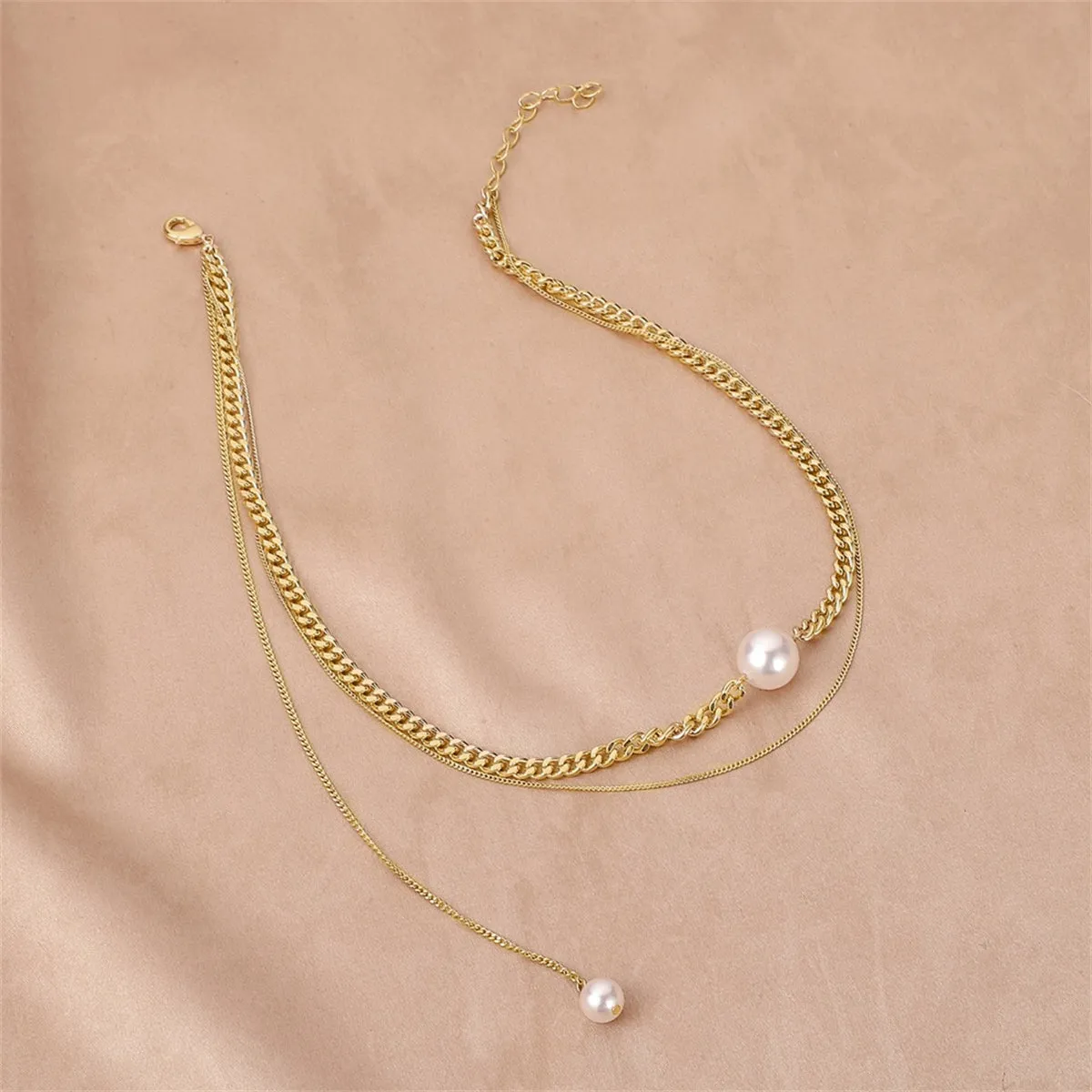 Pearl & 18K Gold-Plated Layered Drop Choker Necklace
