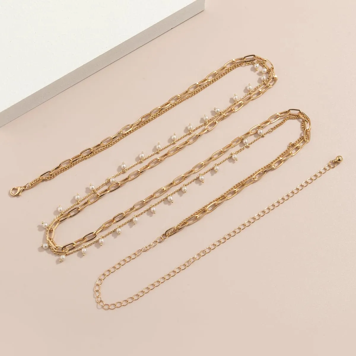 Pearl & 18K Gold-Plated Layered Waist Chain