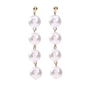 Pearl & 18K Gold-Plated Linked-Ball Drop Earrings