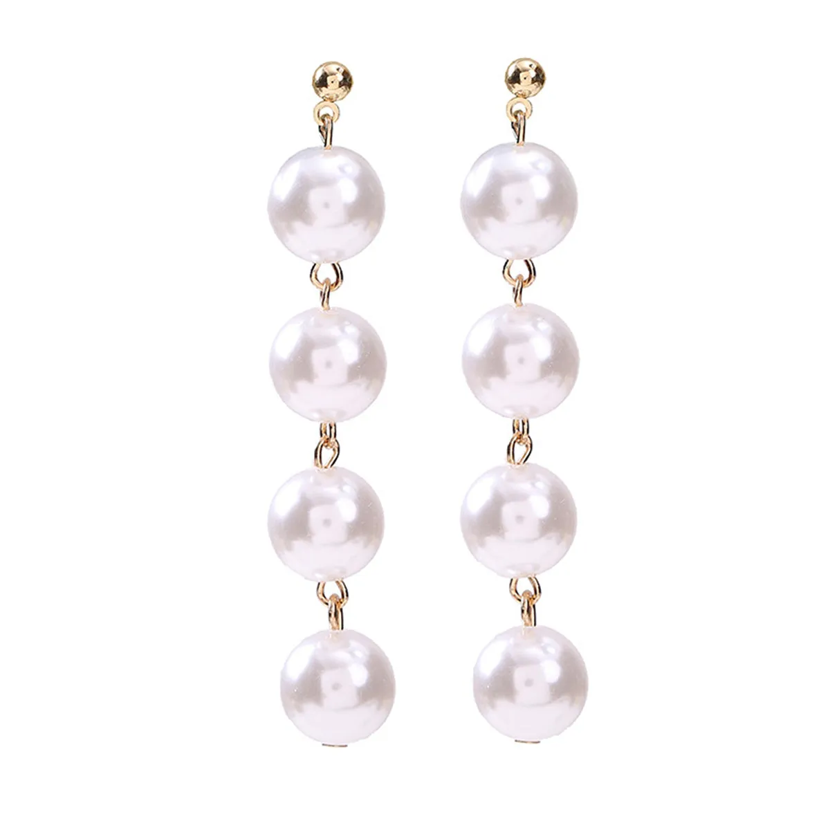 Pearl & 18K Gold-Plated Linked-Ball Drop Earrings