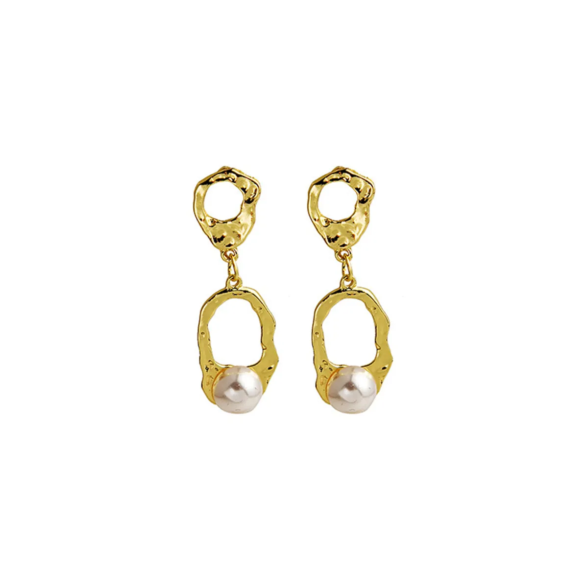 Pearl & 18K Gold-Plated Open Oval Drop Earrings