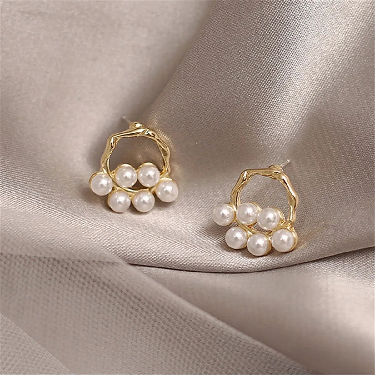 Pearl & 18K Gold-Plated Round Branch Stud Earrings