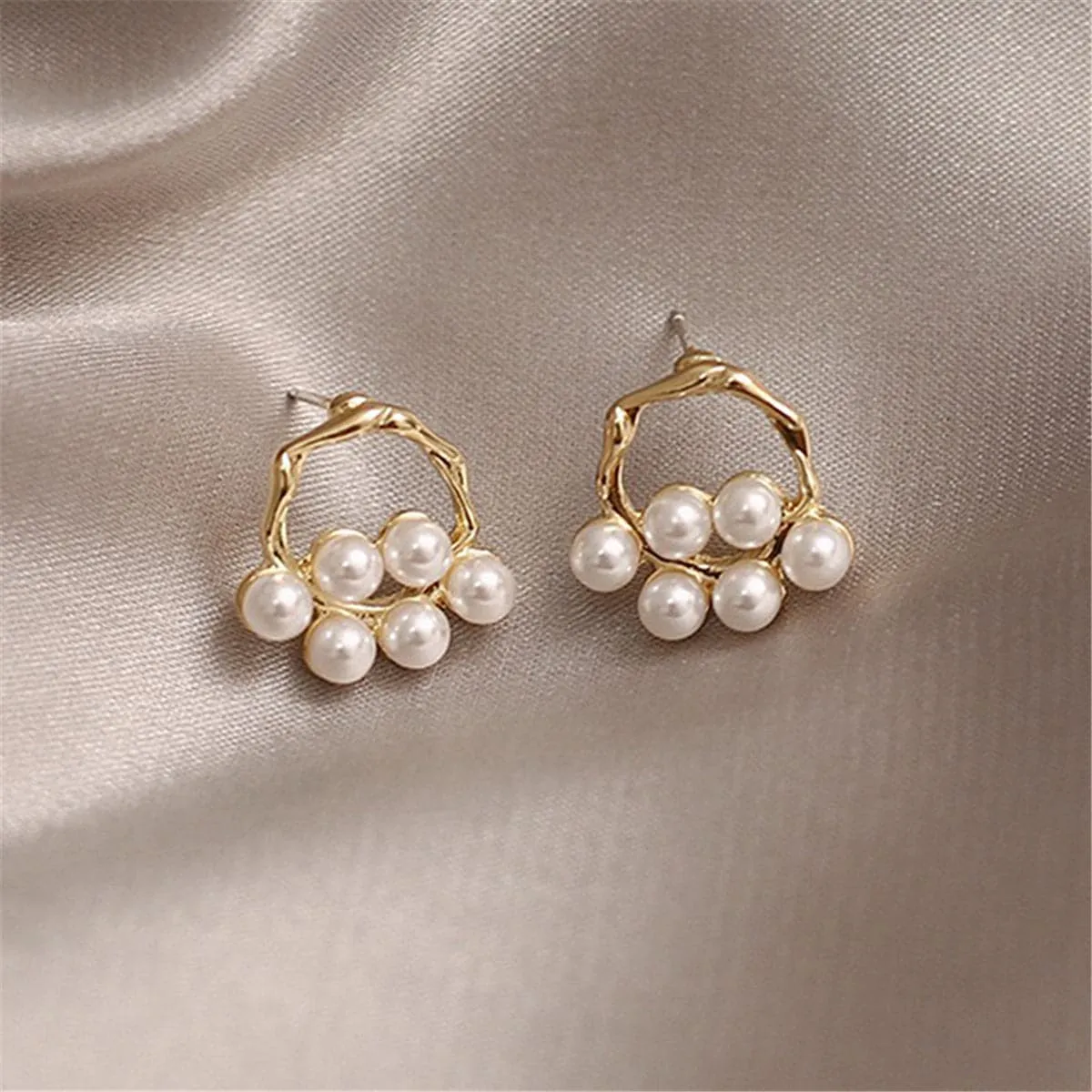 Pearl & 18K Gold-Plated Round Branch Stud Earrings