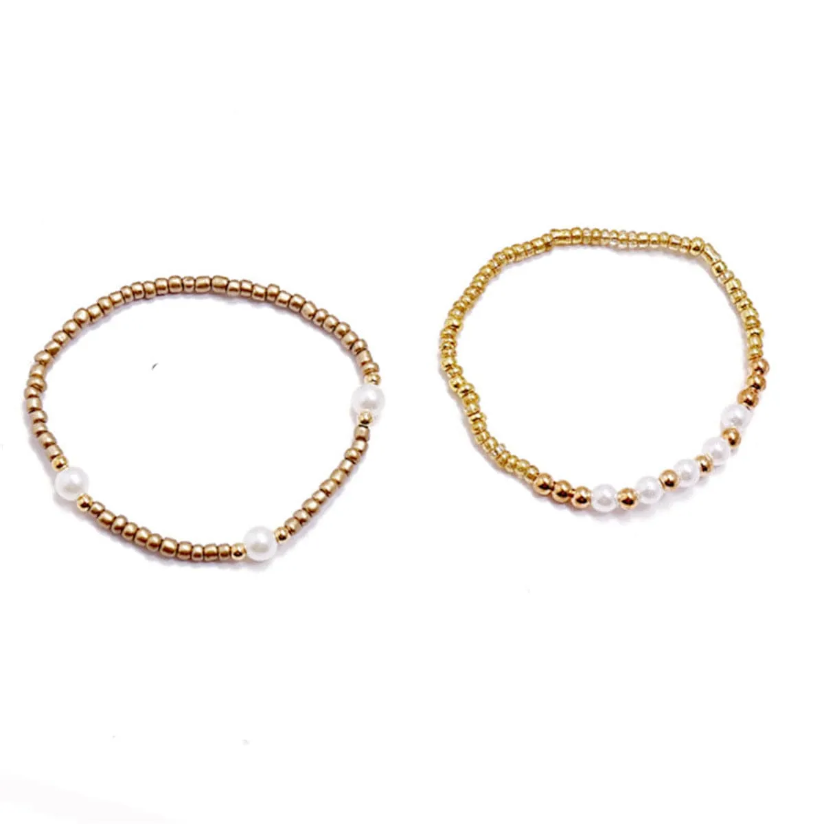 Pearl & 18K Gold-Plated Star Beaded Bracelet Set