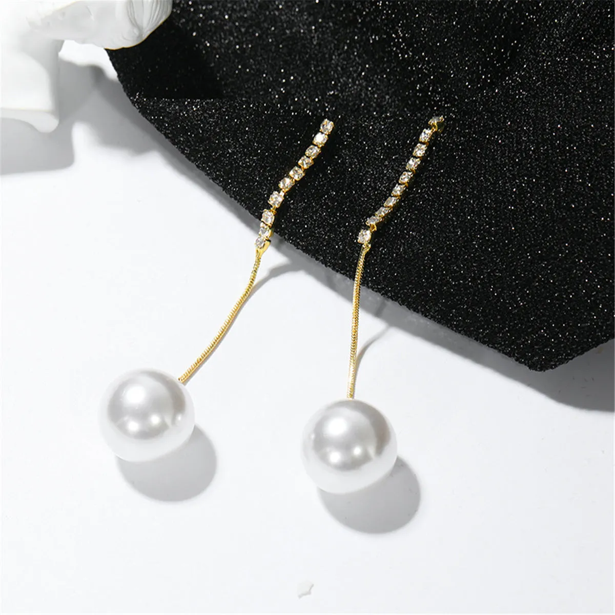 Pearl & Cubic Zirconia 18K Gold-Plated Ball Drop Earrings