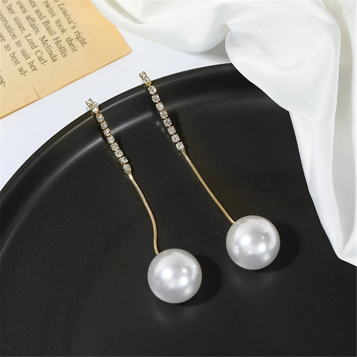 Pearl & Cubic Zirconia 18K Gold-Plated Ball Drop Earrings