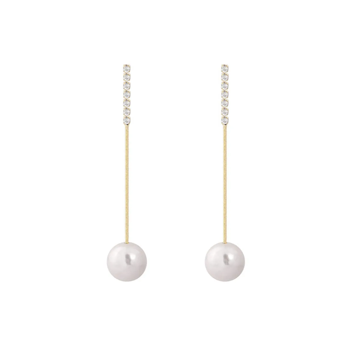 Pearl & Cubic Zirconia 18K Gold-Plated Ball Drop Earrings