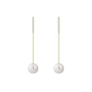 Pearl & Cubic Zirconia 18K Gold-Plated Ball Drop Earrings