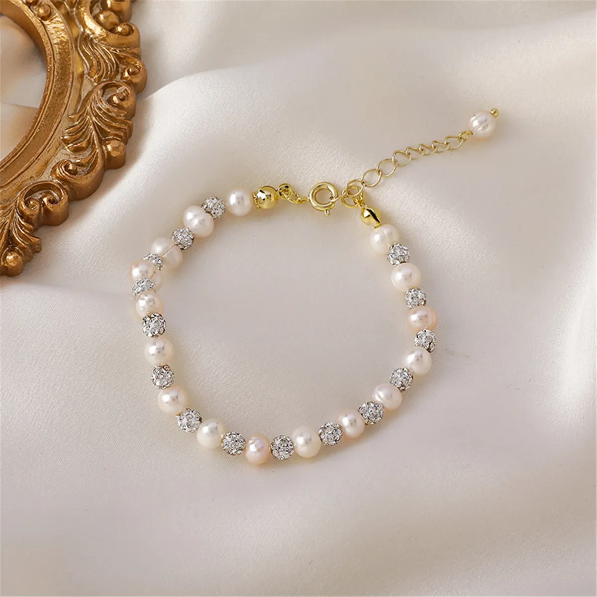 Pearl & Cubic Zirconia 18K Gold-Plated Station Bracelet