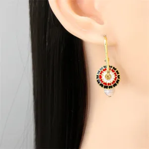 Pearl & Enamel 18K Gold-Plated Flower Drop Earrings