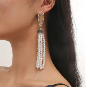 Pearl & Resin 18K Gold-Plated Tassel Drop Earrings