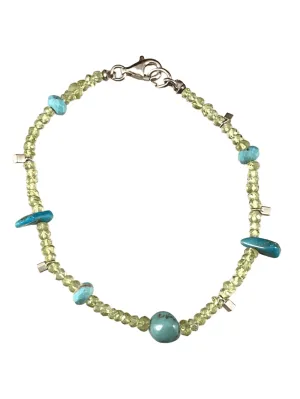 Peridot & Turquoise Faceted Gemstone Beaded Bracelet