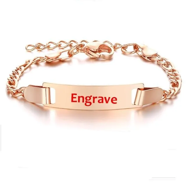Personalize Baby Name Bracelet Chain Smooth Bangle Link Gold Tone Jewelry
