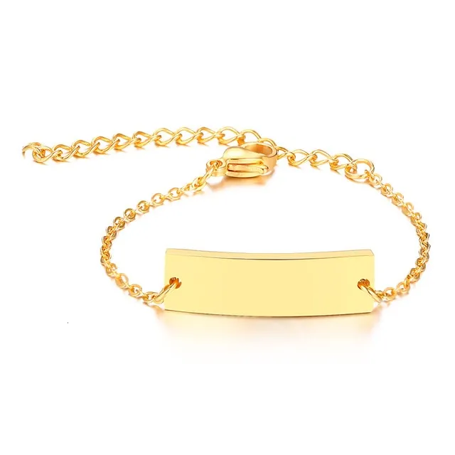 Personalize Baby Name Bracelet Chain Smooth Bangle Link Gold Tone Jewelry