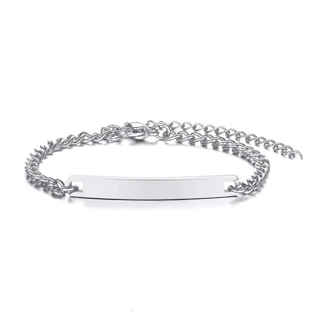 Personalize Baby Name Bracelet Chain Smooth Bangle Link Gold Tone Jewelry
