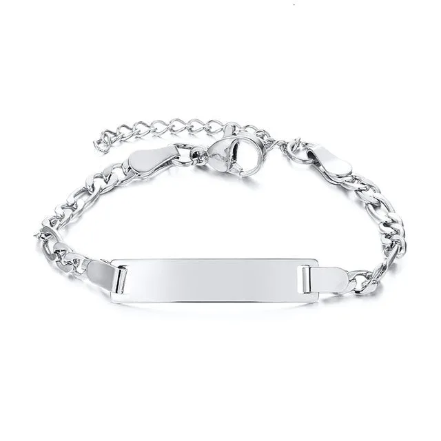 Personalize Baby Name Bracelet Chain Smooth Bangle Link Gold Tone Jewelry