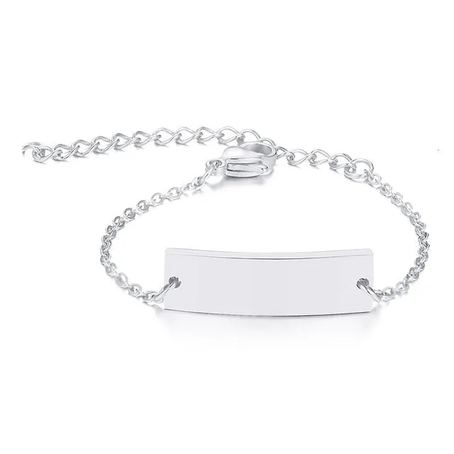 Personalize Baby Name Bracelet Chain Smooth Bangle Link Gold Tone Jewelry