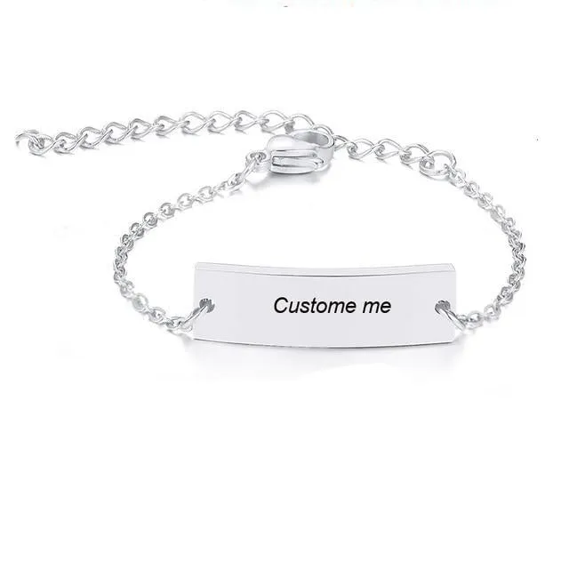 Personalize Baby Name Bracelet Chain Smooth Bangle Link Gold Tone Jewelry