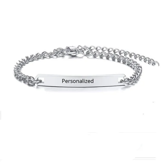 Personalize Baby Name Bracelet Chain Smooth Bangle Link Gold Tone Jewelry