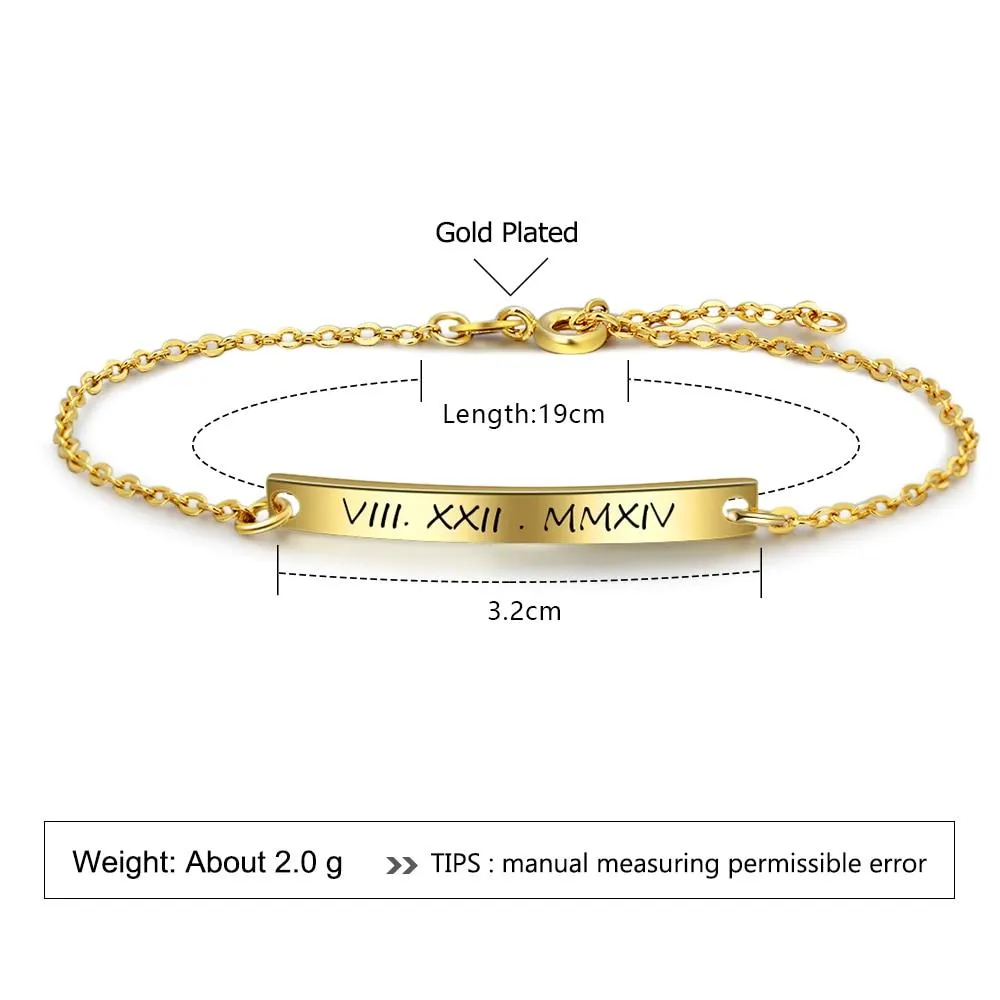 Personalized Gold Color Gift ID Bracelets with Customized Name Engrave, Fashion bangles for Women