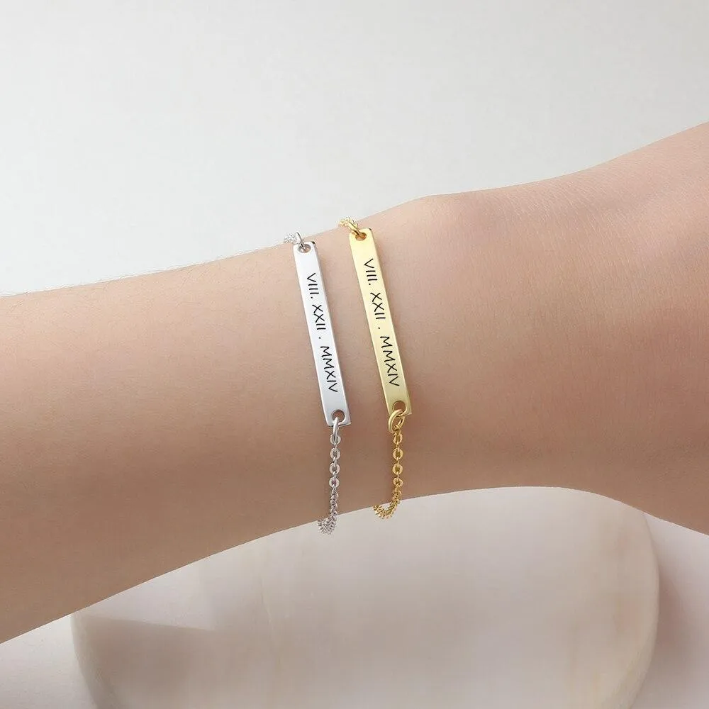 Personalized Gold Color Gift ID Bracelets with Customized Name Engrave, Fashion bangles for Women
