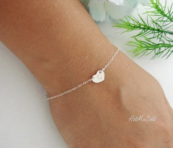 Personalized Initial Heart Charm Bracelet