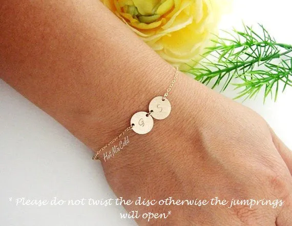 Personalized Monogram Bracelet, 0.40" Disc