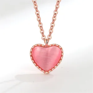 Pink Quartz & 18K Rose Gold-Plated Heart Pendant Necklace