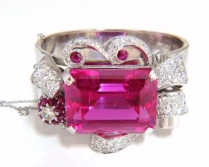 Pink Sapphire Diamonds Ruby Bangle Bracelet Parisian Posh Deco