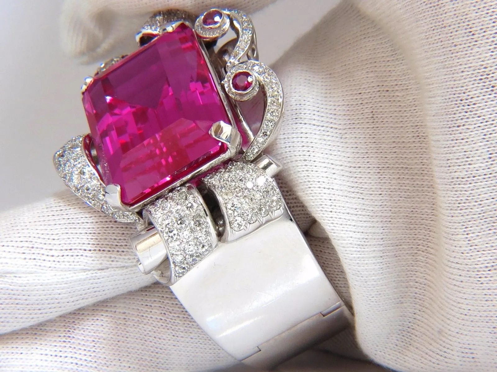 Pink Sapphire Diamonds Ruby Bangle Bracelet Parisian Posh Deco