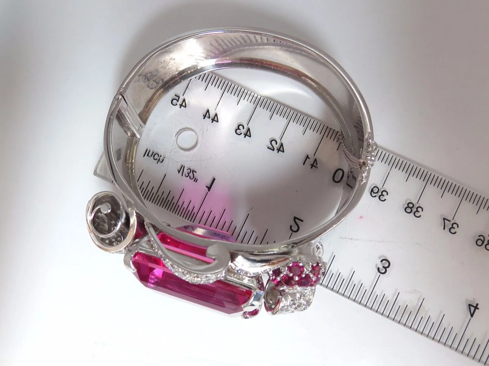Pink Sapphire Diamonds Ruby Bangle Bracelet Parisian Posh Deco