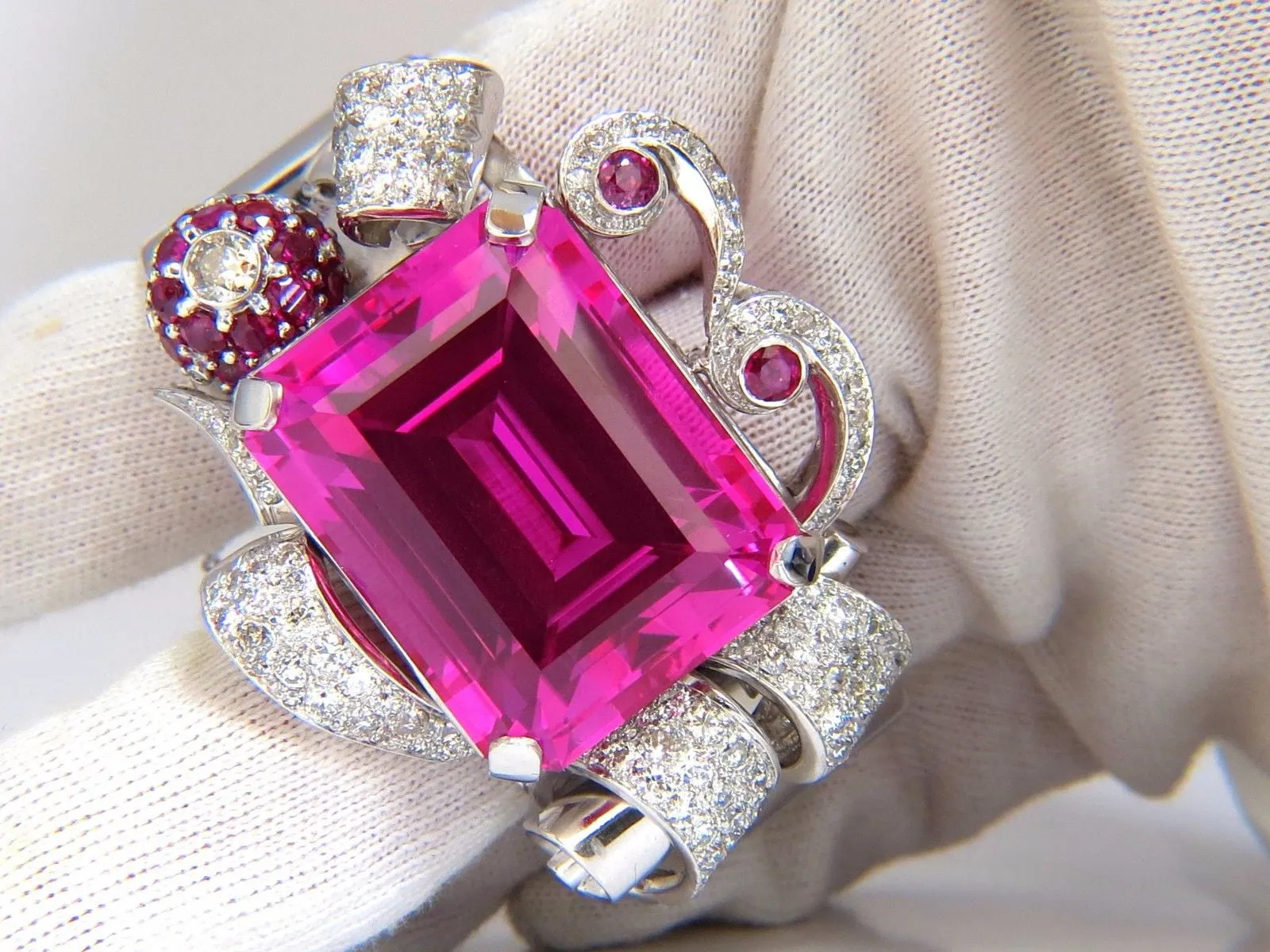 Pink Sapphire Diamonds Ruby Bangle Bracelet Parisian Posh Deco