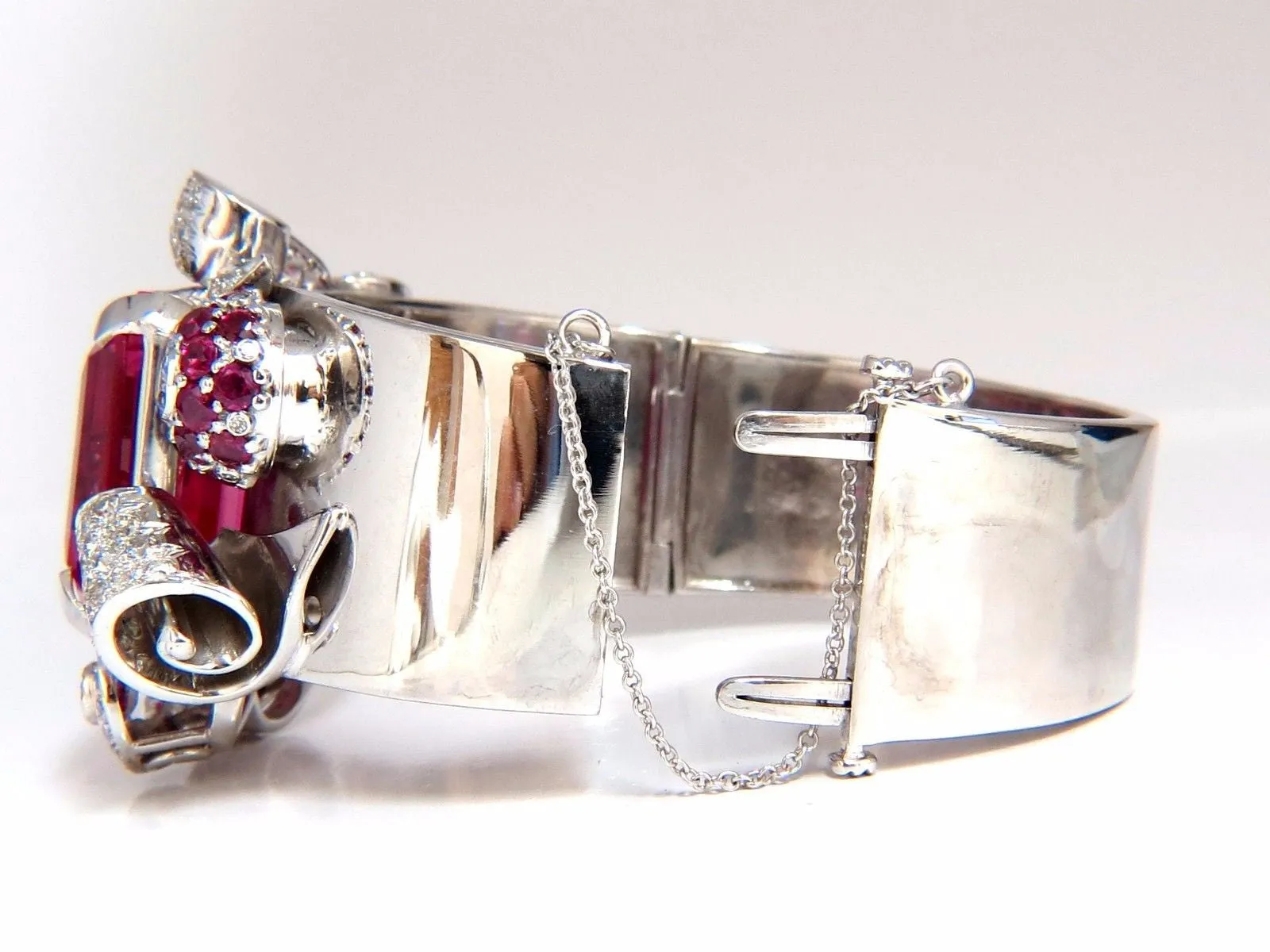 Pink Sapphire Diamonds Ruby Bangle Bracelet Parisian Posh Deco