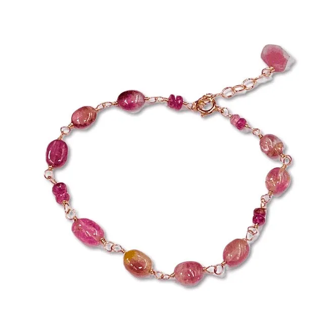 Pink Watermelon Tourmaline Bracelet Rose Gold
