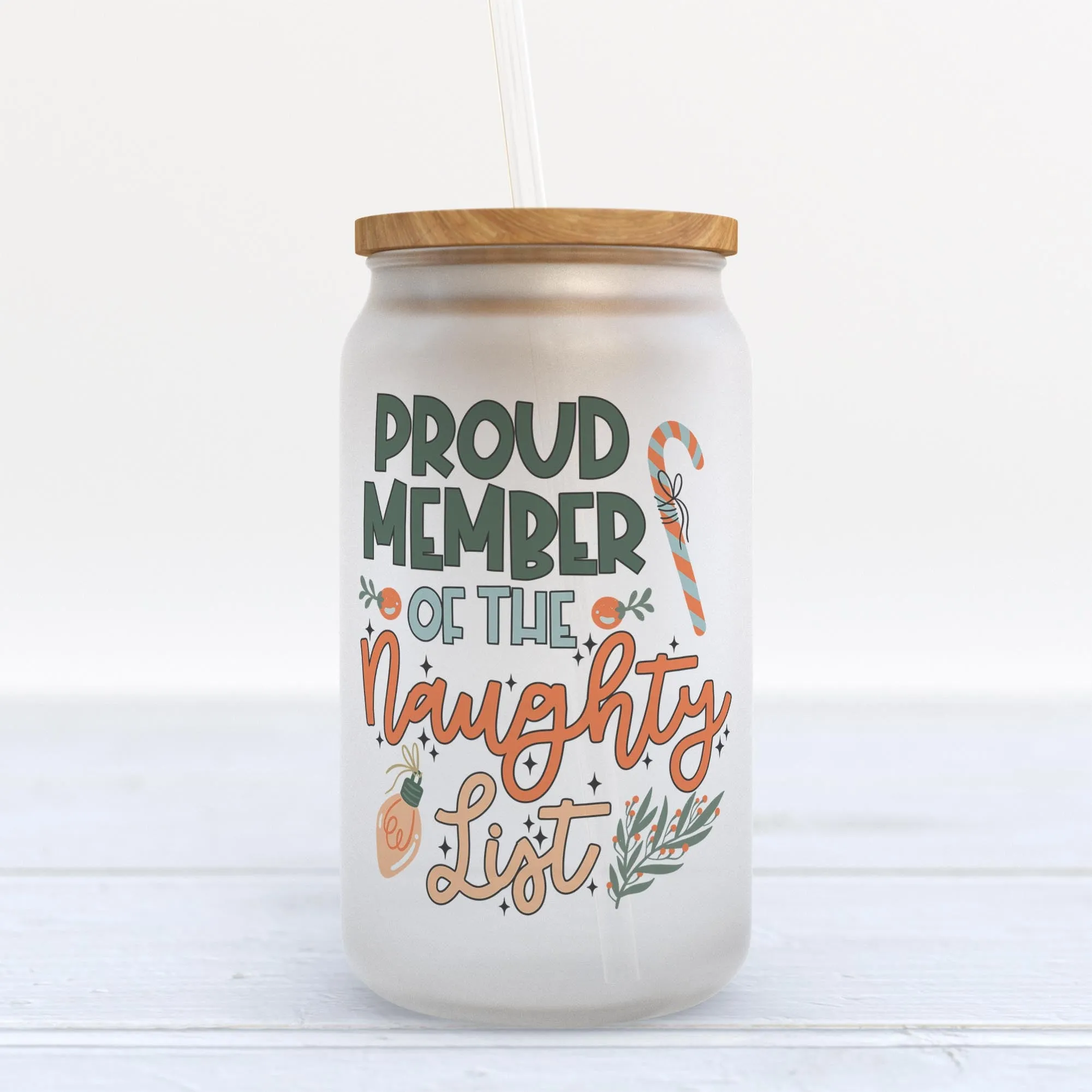 Proud Member Of The Naughty List Christmas Frosted Glass Can Tumbler