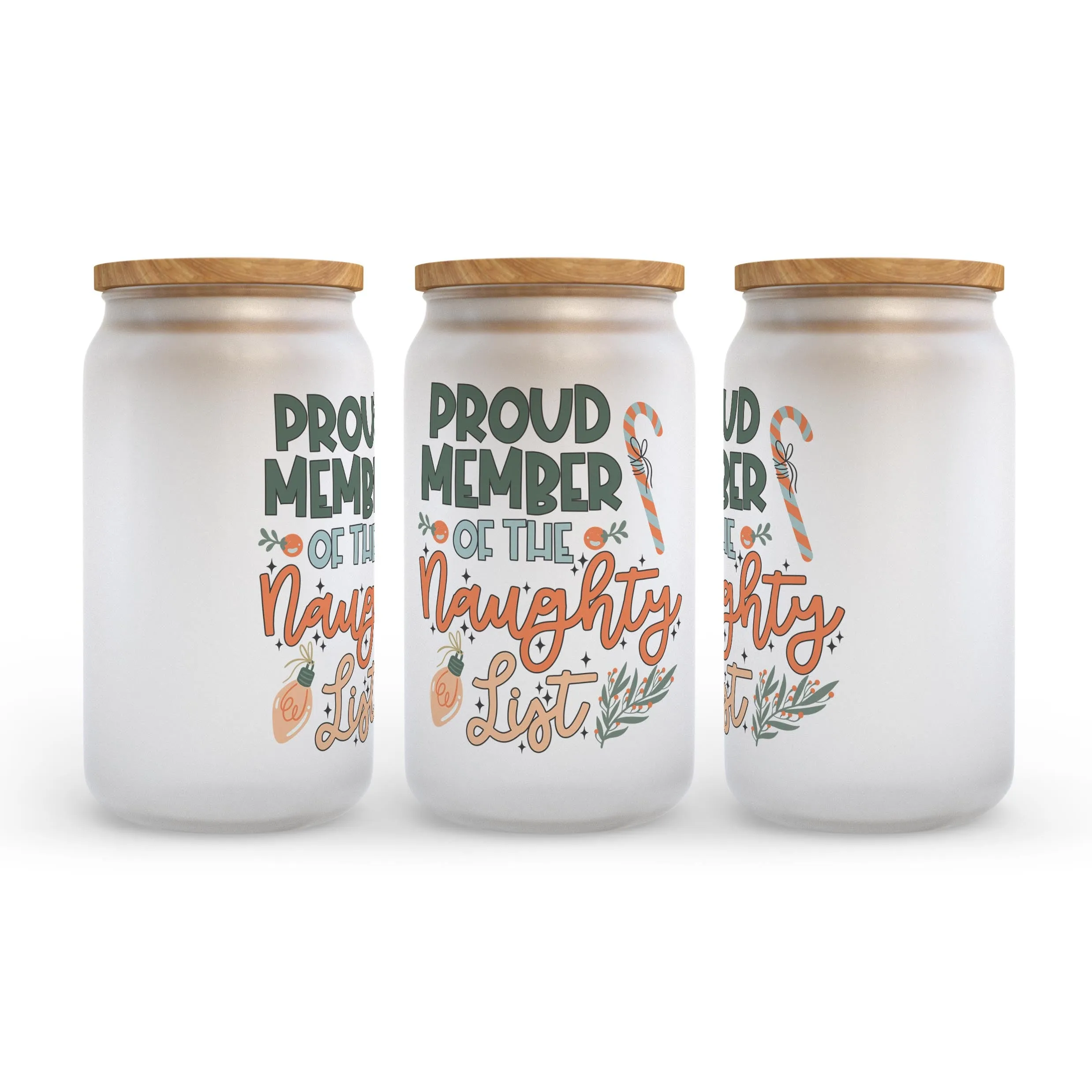 Proud Member Of The Naughty List Christmas Frosted Glass Can Tumbler