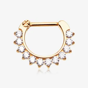 Pure24K Implant Grade Titanium Sparkle Multi-Gem Clicker Hoop Ring