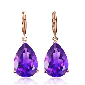 Purple Crystal & 18K Rose Gold-Plated Teardrop Earrings