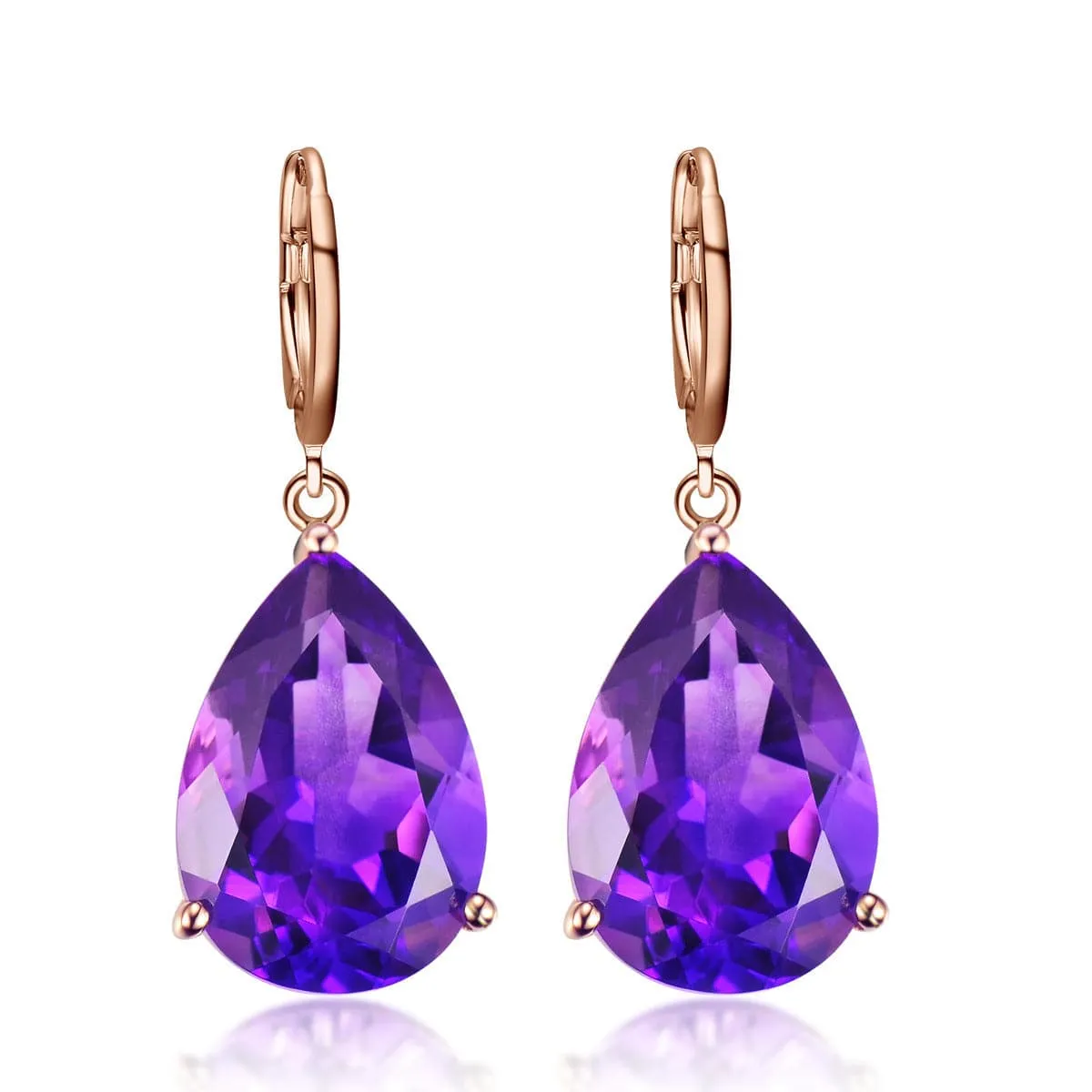 Purple Crystal & 18K Rose Gold-Plated Teardrop Earrings