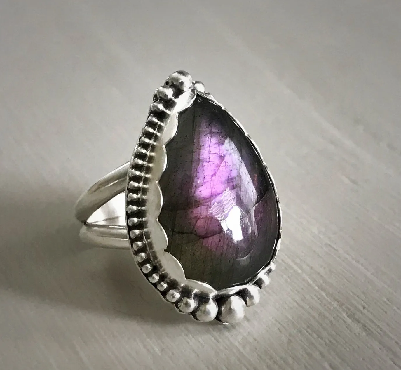 Purple Labradorite Ring