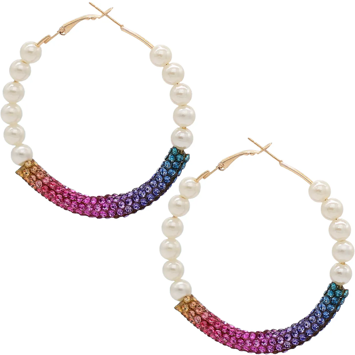 Purple Pink Multicolor Pearl Mini Hoop Earrings