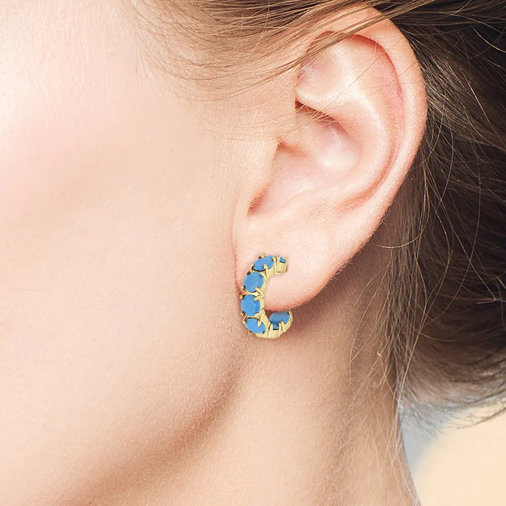 "Bling it On" Turquoise Inside-Outside 0.8" Hoops