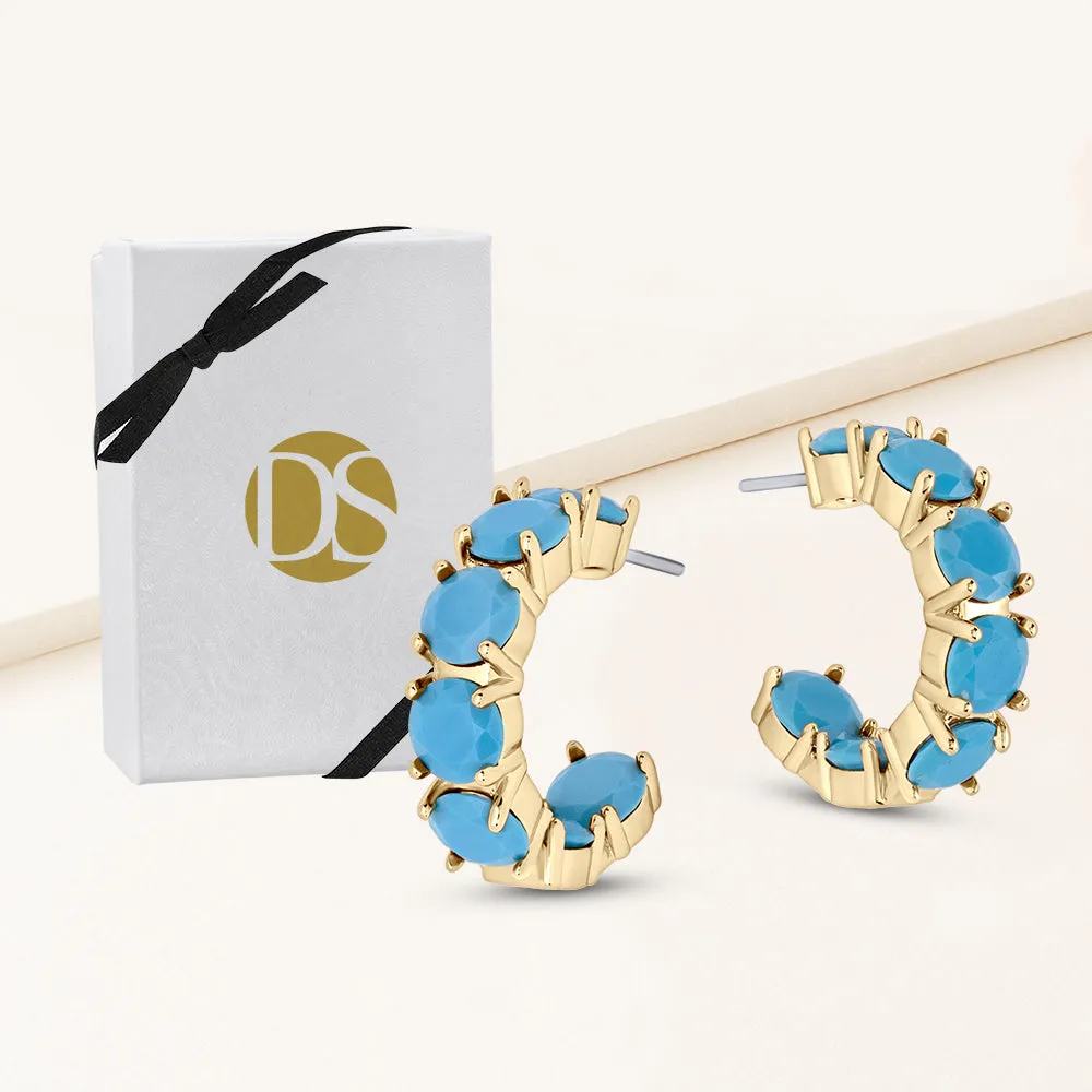 "Bling it On" Turquoise Inside-Outside 0.8" Hoops
